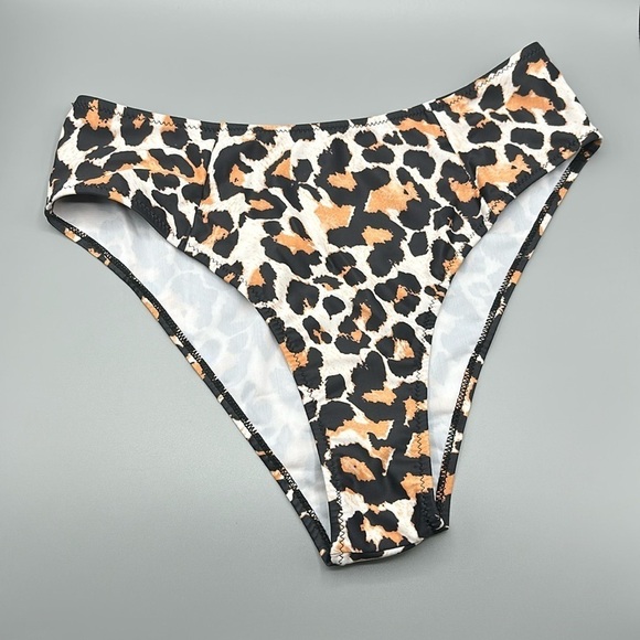 Other - Women's Leopard Print High Waist Cheeky Coverage Bikini Bottoms Size Large